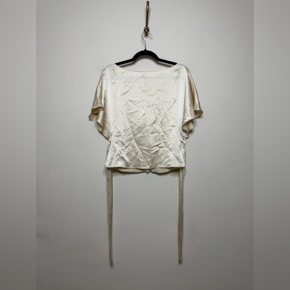 Reformation Avery Silk Top in Almond - Picture 3 of 8